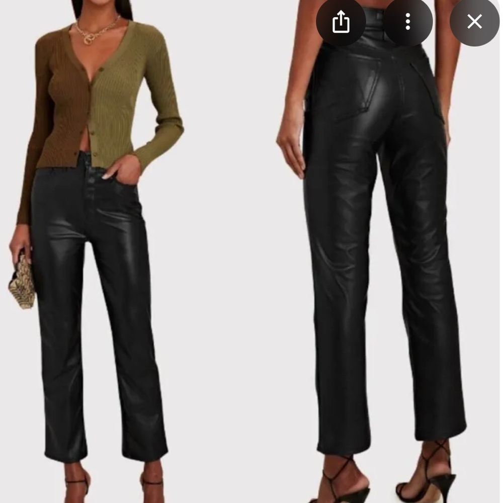 Mother High Waisted Faux Leather Rider Ankle Jeans Sz. 27